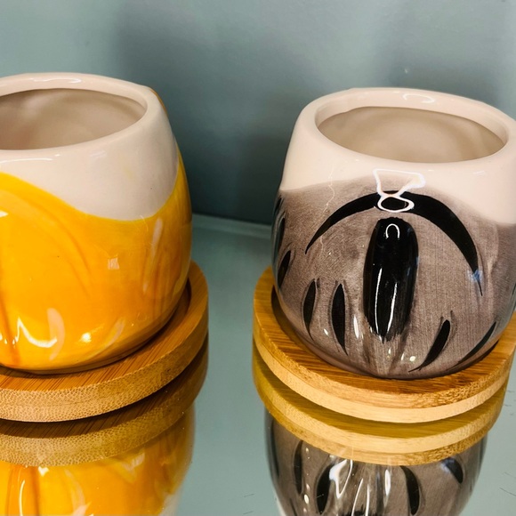 Cute Cat Planter Set - Yellow and Gray - Picture 3 of 6